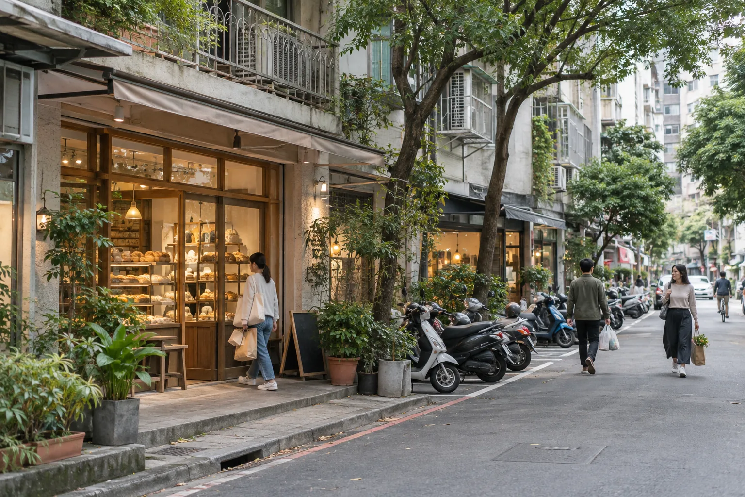 住宅與鄰里店家相鄰的一般台灣街區示意